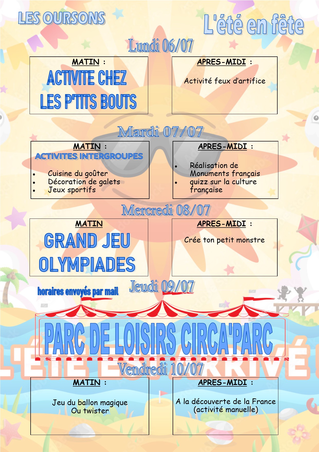 VACANCES ETE 2026 oursons